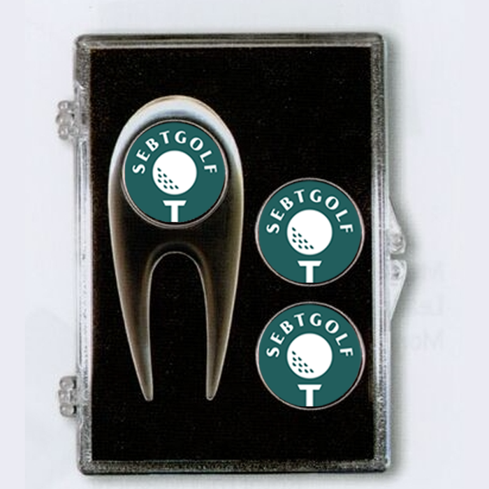 Contemporary Golf Divot Tool Kit with 3 Ball Markers