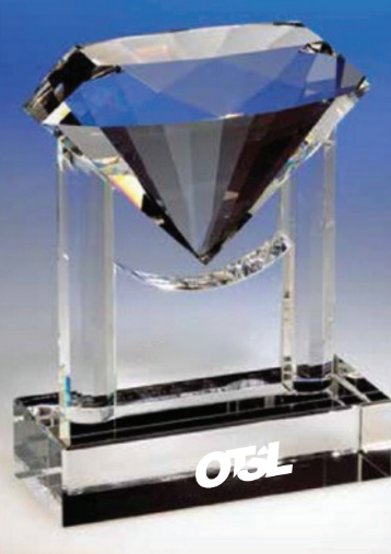 Custom Etched Diamond Trophy Crystal Award