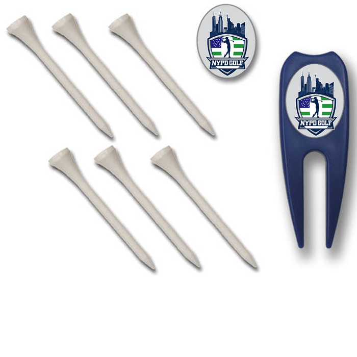 Golf Pack Divot Tool and Ball Marker with 6 Tees