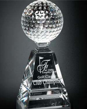 Custom Engraved Pyramid Optical Crystal Golf Awards