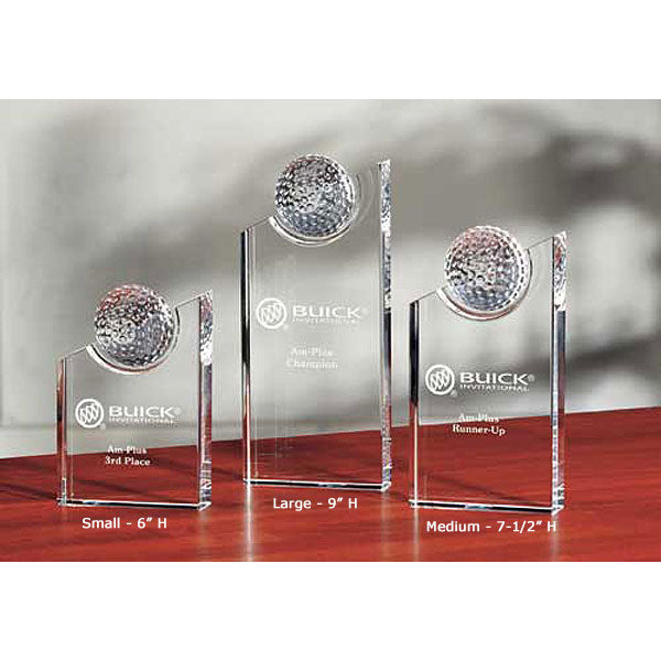 Golf Ball Pinnacle Optical Crystal Custom Golf Awards