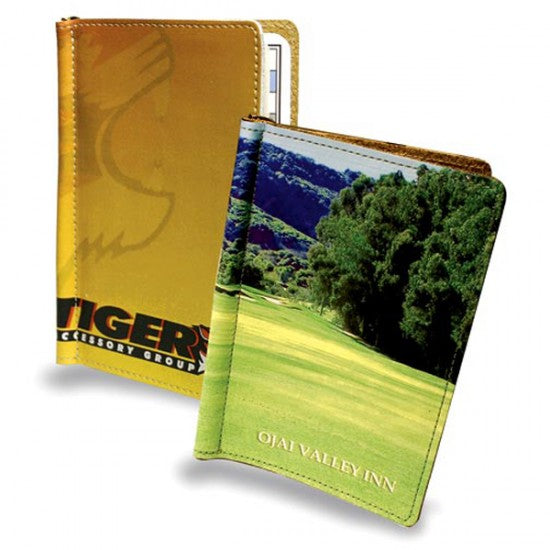 Custom 4-color Logo Tri-Fold Leather Golf Scorecard Holder