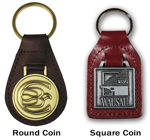Custom Logo Bargain Leather Die Struck Coin Golf Key Chain