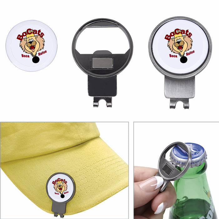 Custom Logo Bottle Opener Golf Hat Clip with Ball Marker