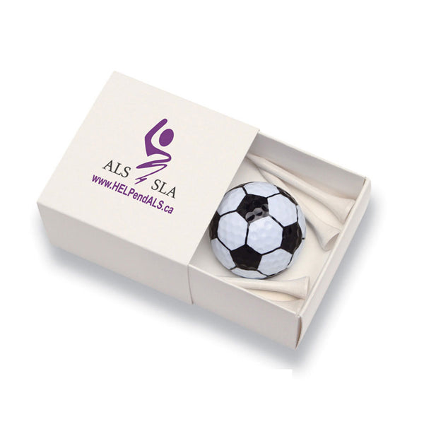 Custom Logo Box W/ Soccer Golf Ball And Four Tees