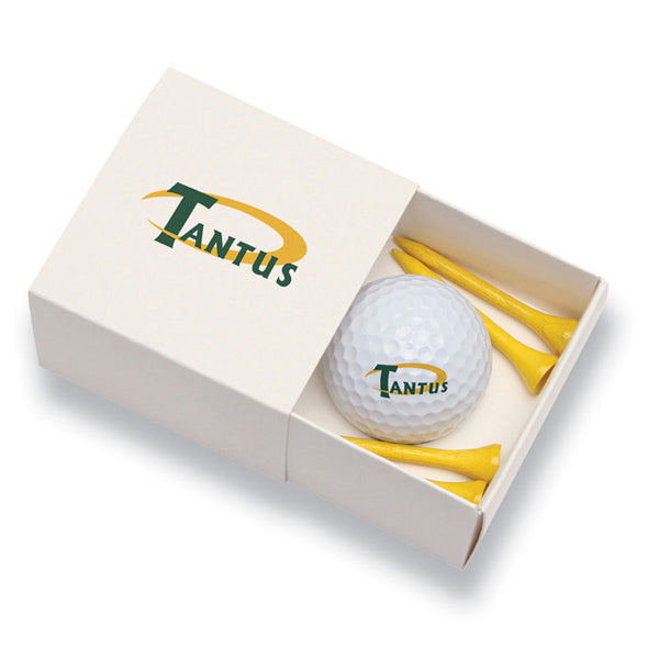 Custom Logo Box W/ Standard White Golf Ball And Tees
