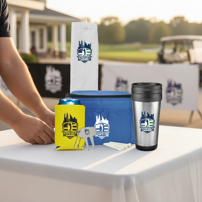 Custom Logo Golf Cooler Gift Kit with 6 Promotional Essentials - Tournamentshowroom.com
