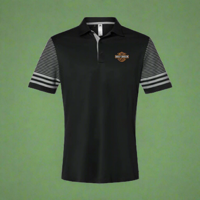 Custom Logo Embroidered Men's Adidas Striped Sleeve Sport Shirt