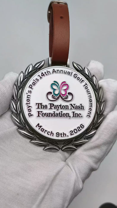 Round Laurel Leaf Customized Golf Bag Tags - Tournamentshowroom.com