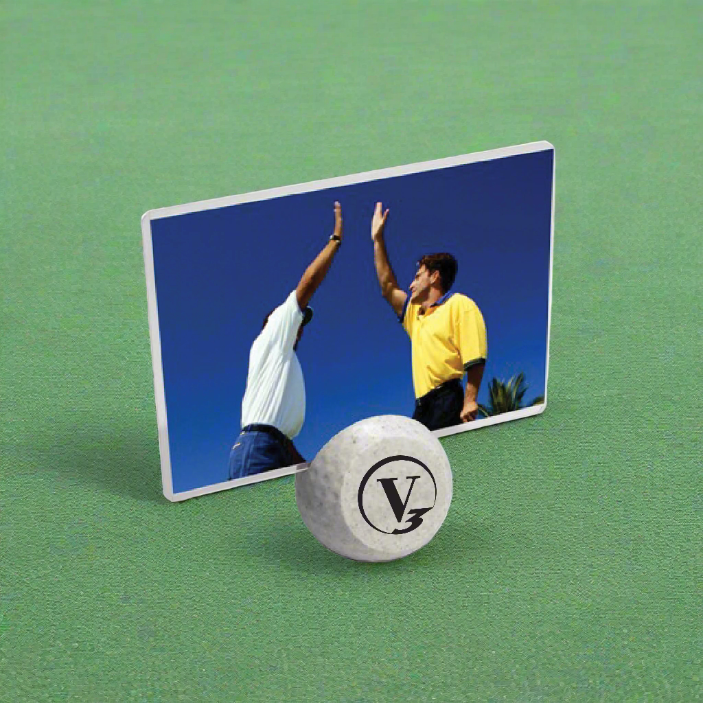 Custom Logo 2.25" D x 2" H Golf Ball Picture Frame - Tournamentshowroom.com