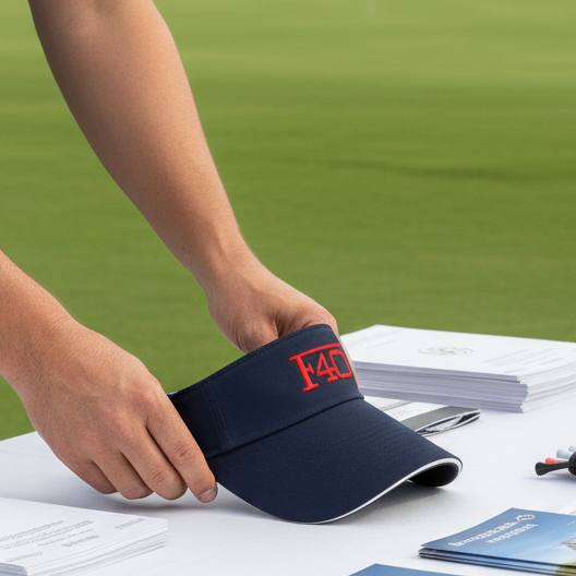 Custom Logo Cotton Twill Golf Visor with Contrast Sandwich Bill