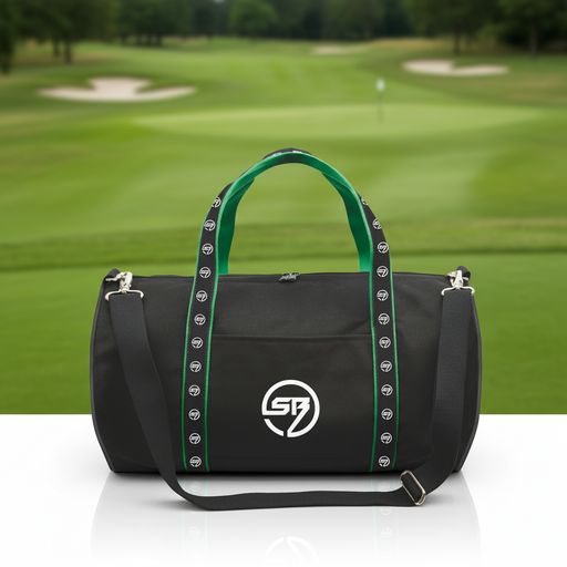 Custom Logo Golf Duffel Bag with Woven Ribbon Accent - Tournamentshowroom.com