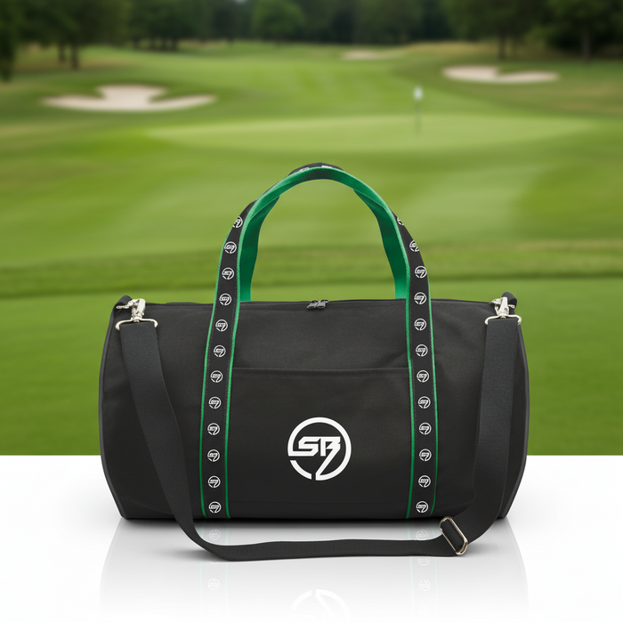Custom Logo Golf Duffel Bag with Woven Ribbon Accent - Tournamentshowroom.com