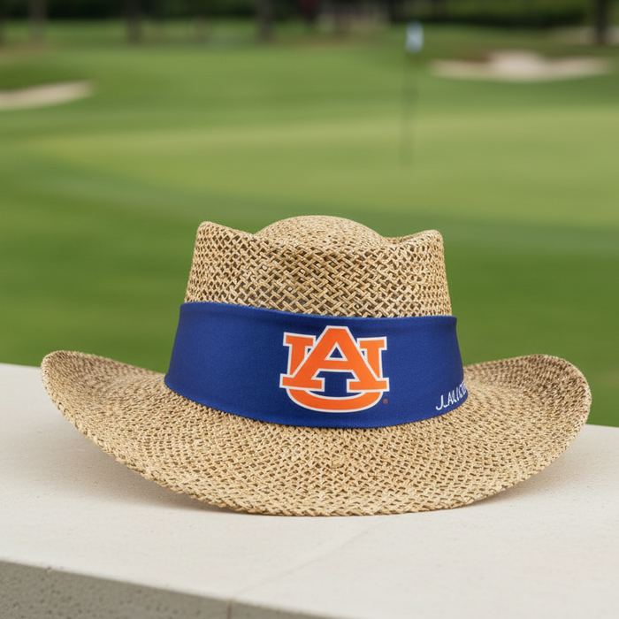 Custom Logo Embroidered Straw Hat Gambler - Tournamentshowroom.com