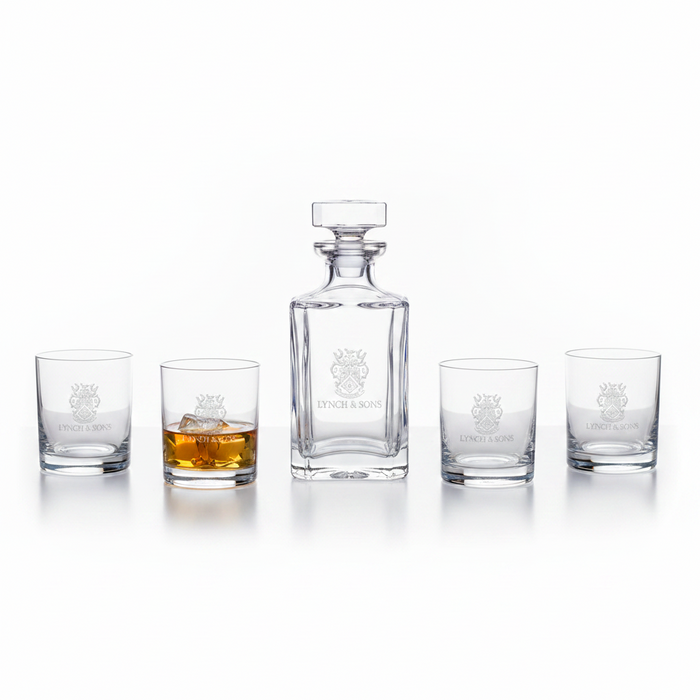 Custom Logo Executive Crystal Bar Set - Tournamentshowroom.com