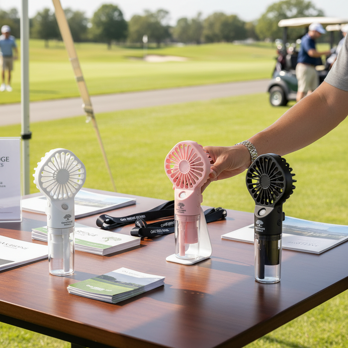 Custom Logo Golf Personal Mist Cooling Fan Laser Engraved - Tournamentshowroom.com