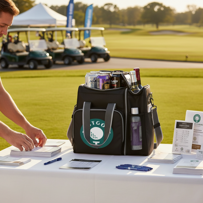 Custom Logo Insulated Golf Cooler Bag 24-Can Caddy Chiller - Tournamentshowroom.com
