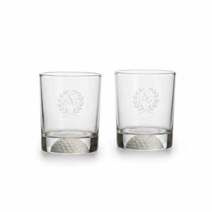 Custom Logo Fore Double Old Fashioned Glass in Sets Etched