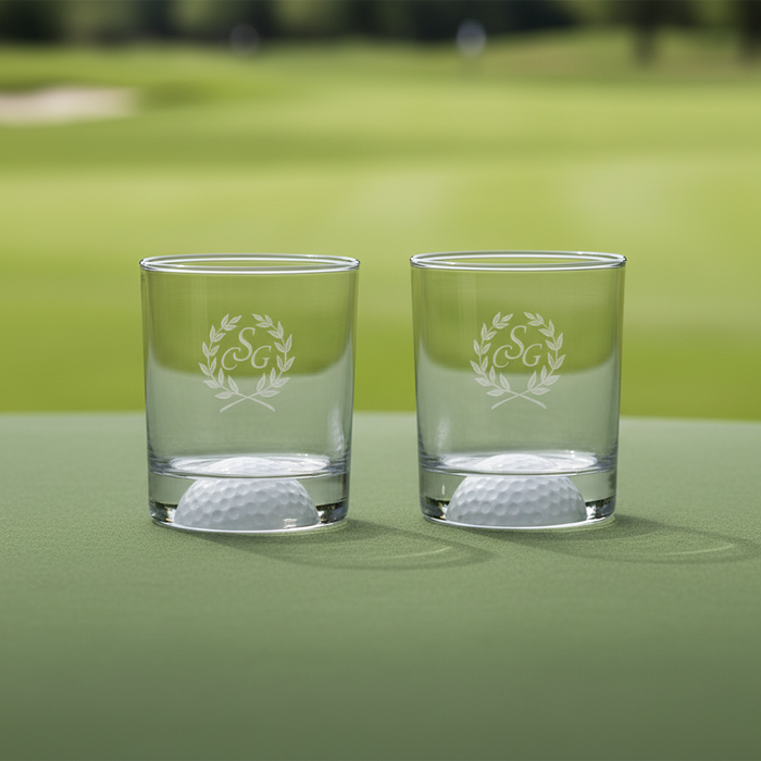 Custom Logo Fore Double Old Fashioned Glass in Sets Etched