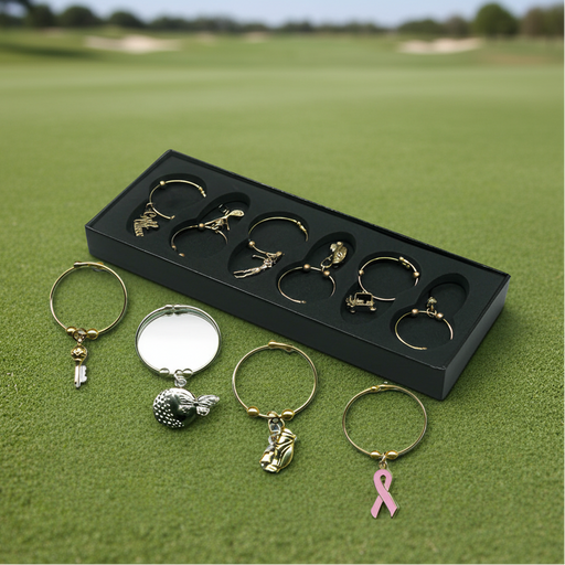 Custom Logo Golf Wine Charms Gold or Silver Finish - Tournamentshowroom.com