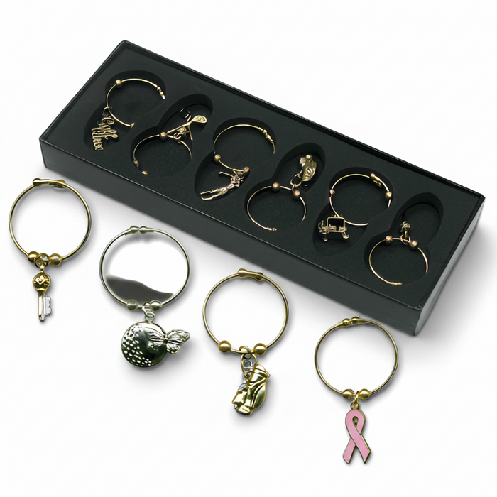 Custom Logo Golf Wine Charms Gold or Silver Finish