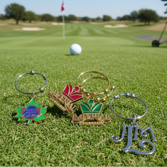 Customized Golf Wine Glass Charms with your Logo - Tournamentshowroom.com