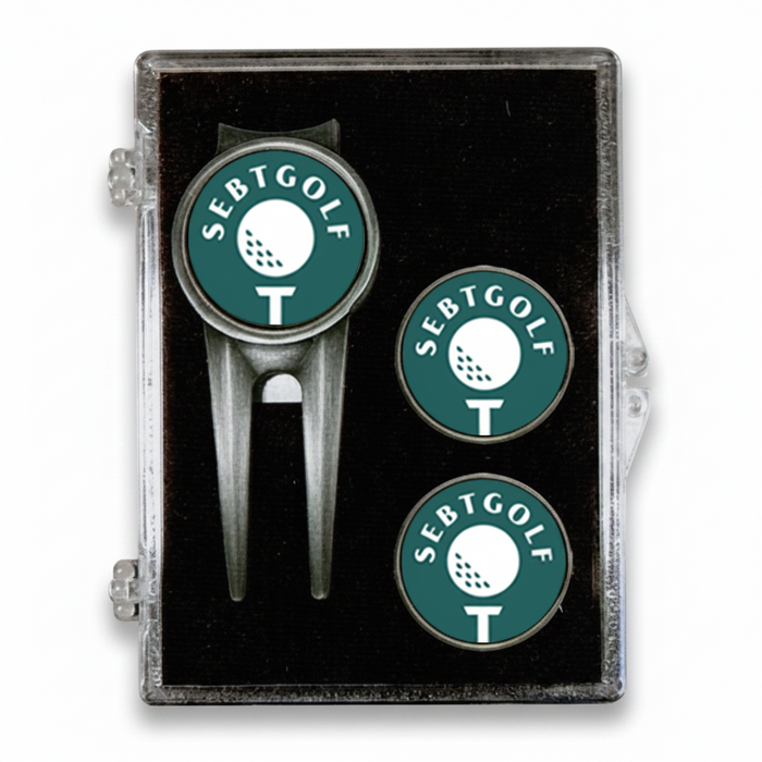 Custom Logo Golf Boss Divot Tool Kit with 3 Ball Markers - Tournamentshowroom.com