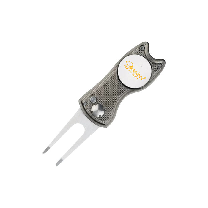 Custom Logo TiTUS® Steel Golf Divot Tool with Alloy Handle & White Ball Marker