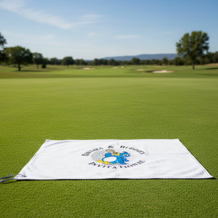 Custom Logo 15" x 18" Recycled 200g Microfiber Waffle Towel - Tournamentshowroom.com