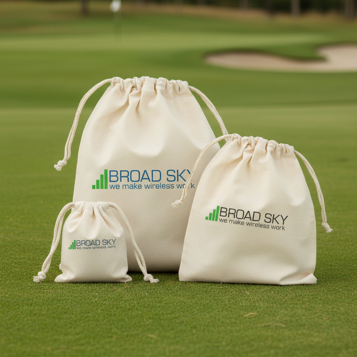 Custom Logo Cotton Golf Drawstring Pouch Short Run 4" x 4" - Tournamentshowroom.com
