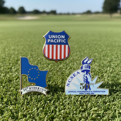 Custom Logo Soft Enamel Golf Lapel Pin Brass Finish - Tournamentshowroom.com