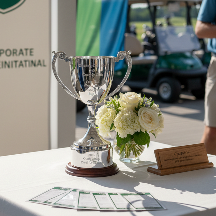 Custom Logo 7" Trophy Cup Award Engravable Nickel Plated