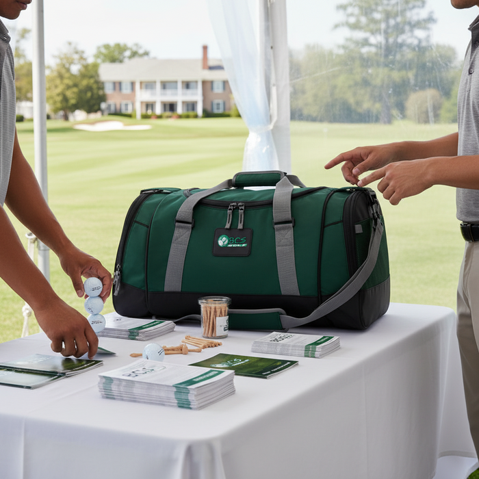 Custom Logo Golf Deluxe Travel Duffel Bag with Shoe Pocket - Tournamentshowroom.com