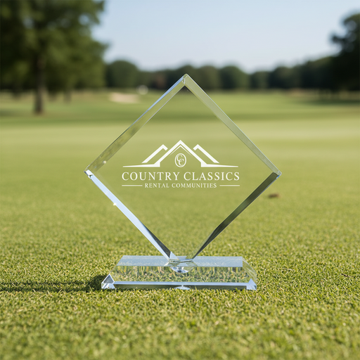 Custom Logo Diamond Optical Crystal Personalized Golf Award - Tournamentshowroom.com