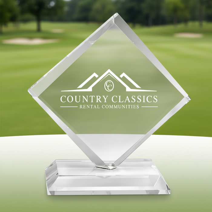Custom Logo Diamond Optical Crystal Personalized Golf Award