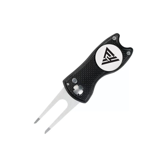 Custom Logo TiTUS® Steel Golf Divot Tool with Alloy Handle & White Ball Marker