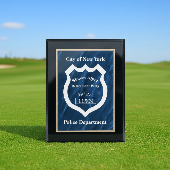 Custom Logo Acrylic Bevelled Blue Marble Plaque Series