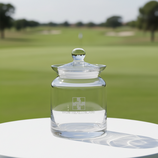 Custom Logo Etched Golf Award Crystal Biscuit Jar - Tournamentshowroom.com