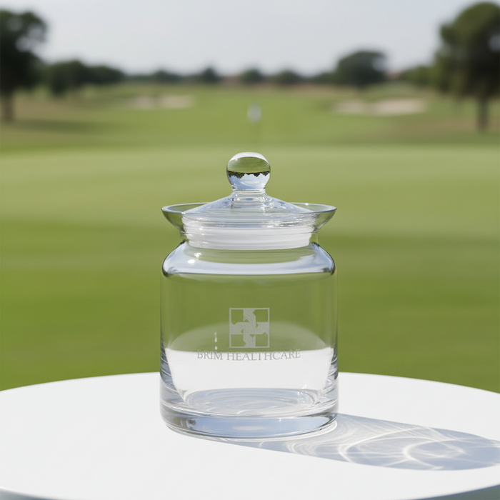 Custom Logo Etched Golf Award Crystal Biscuit Jar - Tournamentshowroom.com