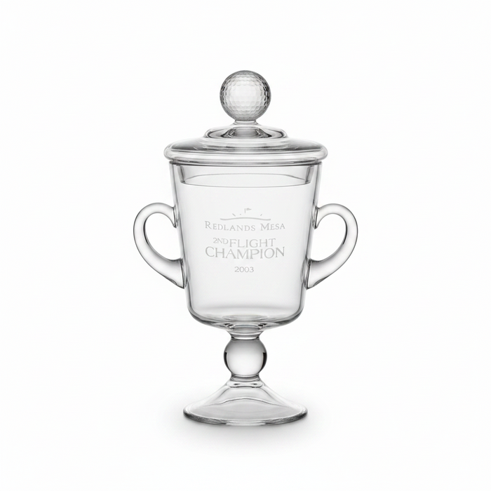 Custom Logo Etched  10" Unique Mouth-blown Crystal Golf Award - Tournamentshowroom.com