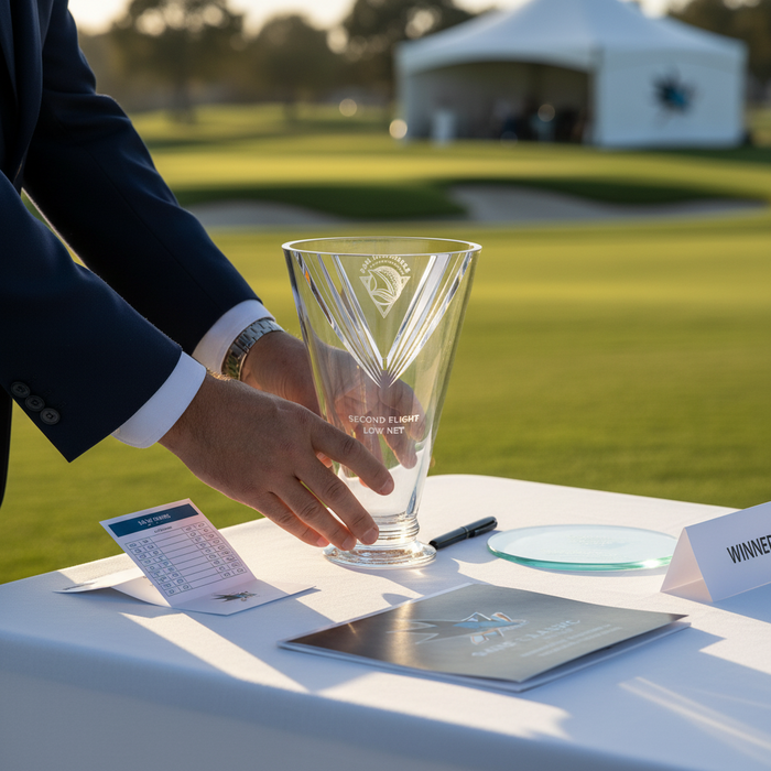 Custom Logo Etched  Golf Victory Award Crystal Cup - Tournamentshowroom.com