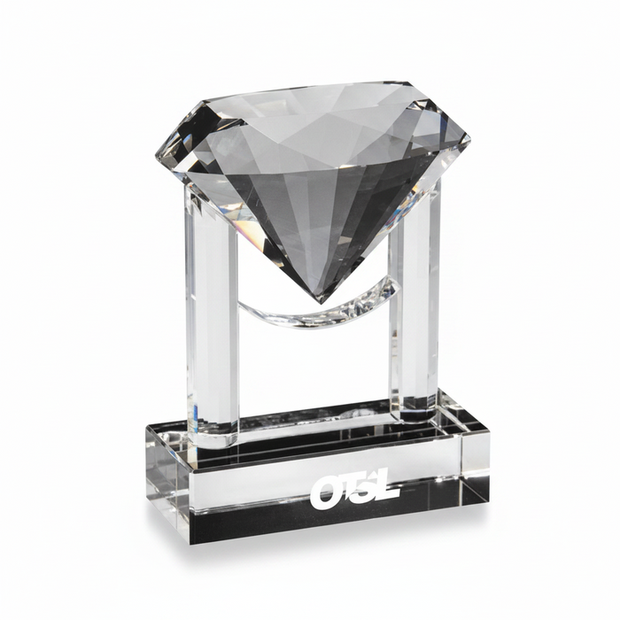 Custom Logo Etched Diamond Trophy Crystal Award - Tournamentshowroom.com