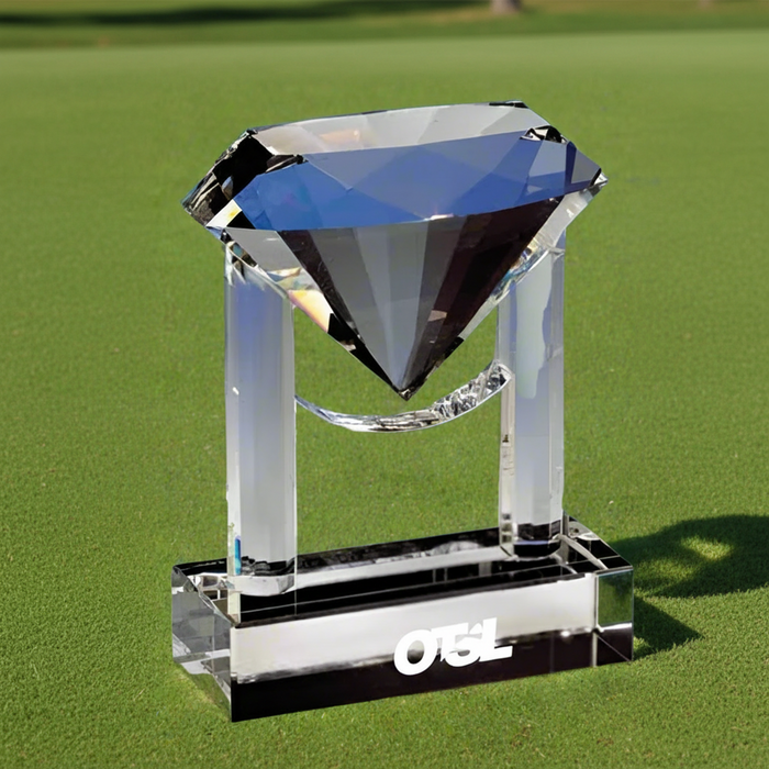Custom Logo Etched Diamond Trophy Crystal Award - Tournamentshowroom.com