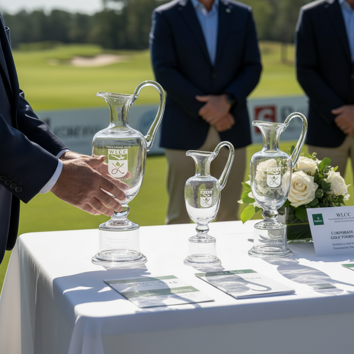 Custom Logo Claret Cup Crystal Golf Award Handblown Trophy - Tournamentshowroom.com