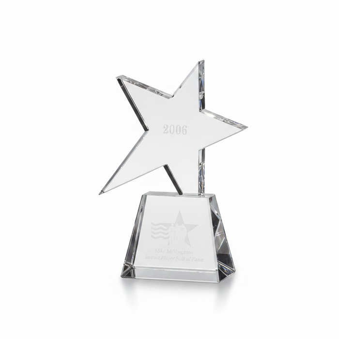 Custom Etched Meteor Crystal Star Award – Optical Crystal