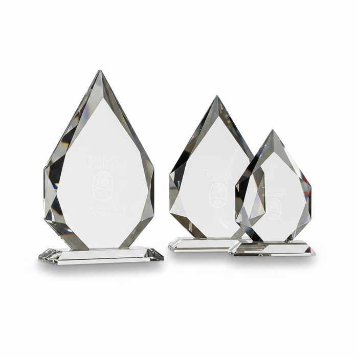 Custom Etched Meridian Crystal Golf Award – Diamond Design