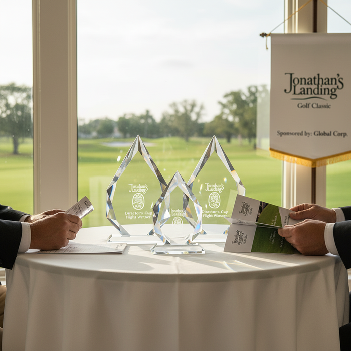 Custom Etched Meridian Crystal Golf Award – Diamond Design