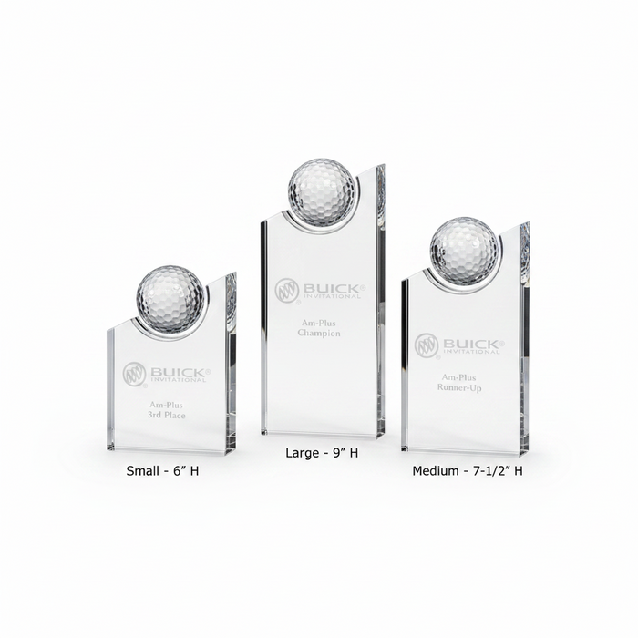 Custom Logo Golf Ball Pinnacle Optical Crystal Golf Awards