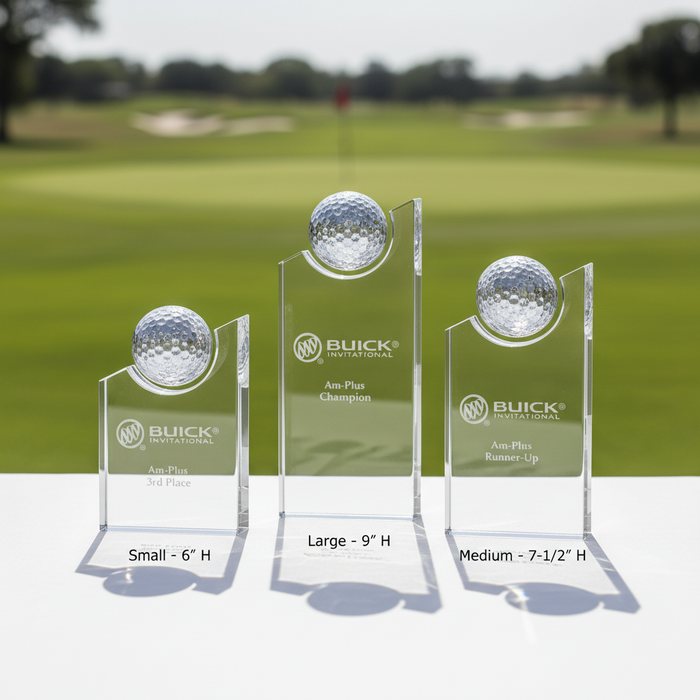 Custom Logo Golf Ball Pinnacle Optical Crystal Golf Awards
