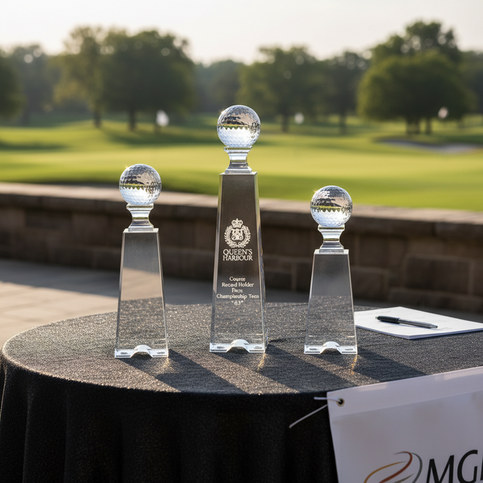 Custom Logo Gate Tower Optical Crystal Etched Golf Award
